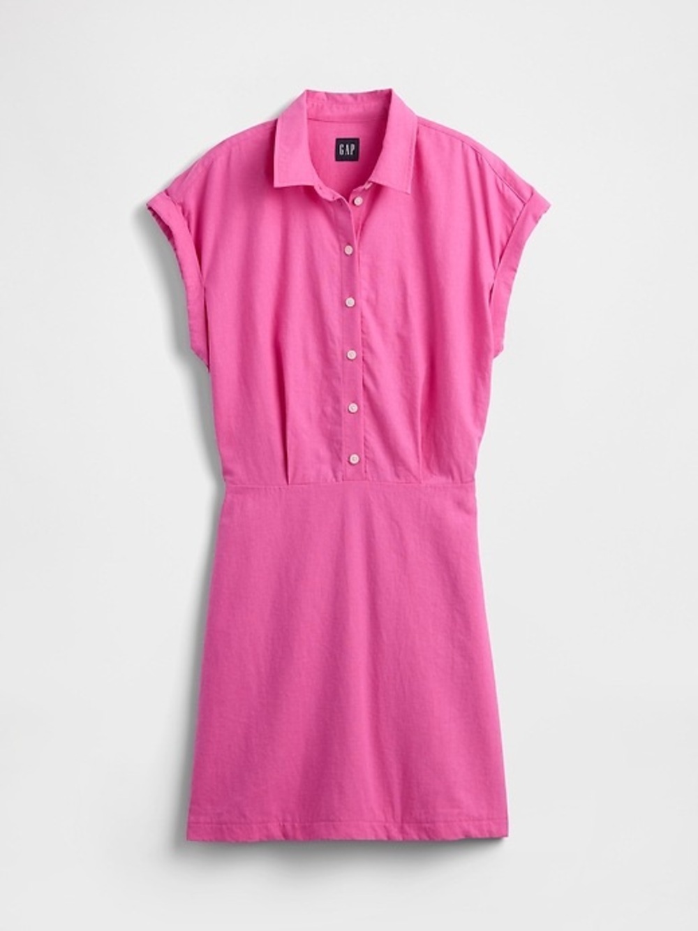 NWT Gap Linen Blend Sleeveless Shirt Dress Pink Size Medium